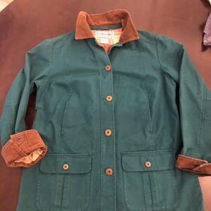 L.L. Bean Green Utility Jacket with Brown Accents